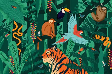 Jungle Animals Wallpaper Mural | Hovia