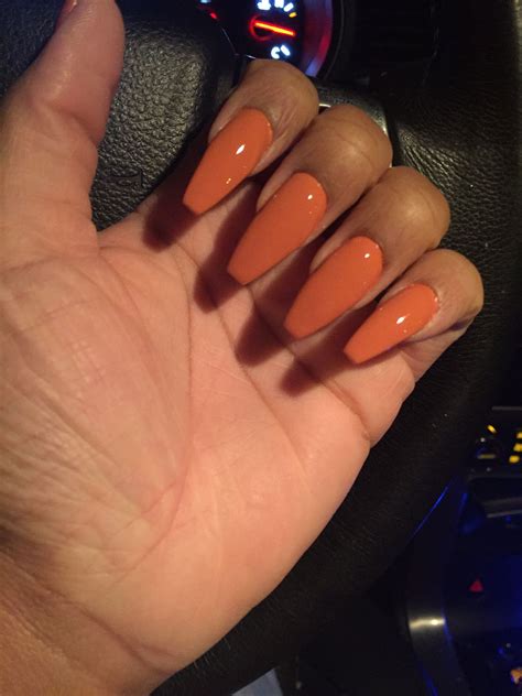 Fall Nails Acrylic Coffin Short Burnt Orange