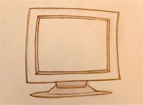 a drawing of a computer monitor with a blank screen