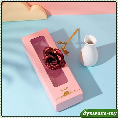 [DynwaveMY] Rose Flower Valentine's Day Gifts Long Stem Preserved Roses with Ceramic Vase ...