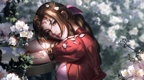 Aerith & Blossoms: Final Fantasy VII 4K Ultra HD Wallpaper by Liang-Xing