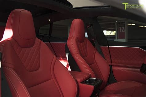 tesla model s bently hot spur red leather interior with contrast white ...