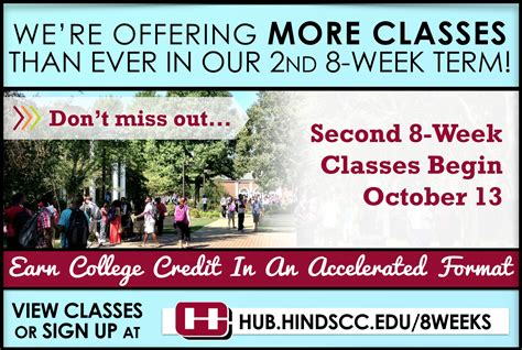 Hinds Community College We're offering more classes than ever in our 2nd 8-week term. Choose ...