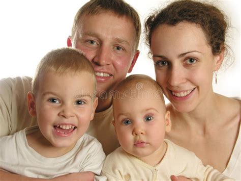 Family of Four Faces Isolated Stock Photo - Image of loving, teeth: 281690