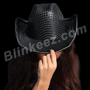 LIGHT UP SEQUIN BLACK COWBOY HAT - COUNTRY FUN! | eBay