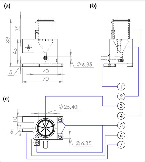 Dimensioned drawings of the PRIZE body: (a) rear view; (b) side view ...