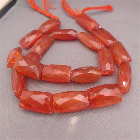 Faceted Carnelian Beads - Carnelian Rectangle Beads