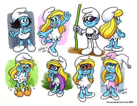 Smurfs: Many faces of Smurfette by rinacat on DeviantArt