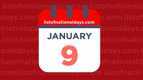 JANUARY 9TH: National Holidays,Observances & Famous Birthdays