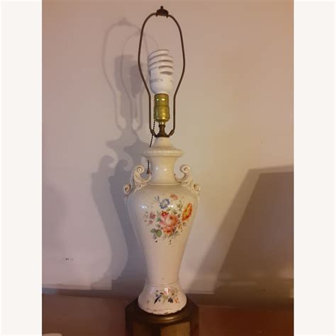 White Porcelain Vintage Table Vase Lamp - AptDeco