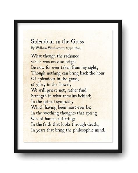 Splendour in the Grass Poem William Wordsworth Poetry Art - Etsy