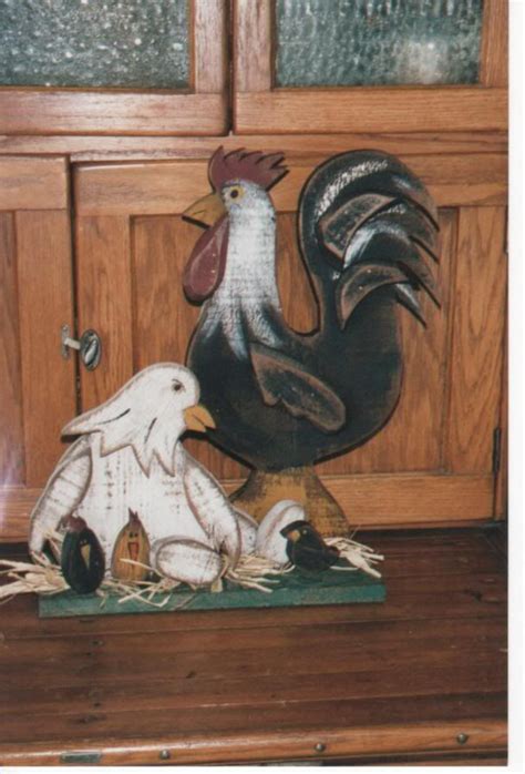 Wood craft primitive rooster / hen / chicks pattern 501 | Primitive ...