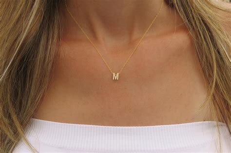 Womens Gold Initial Necklace - MOMOL - MOMOL Sideways Initial Necklace ...