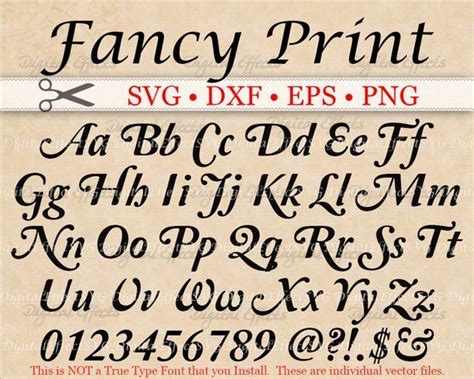 FANCY Print SVG Scroll Font Retro Script Monogram Svg Dxf | Etsy ...