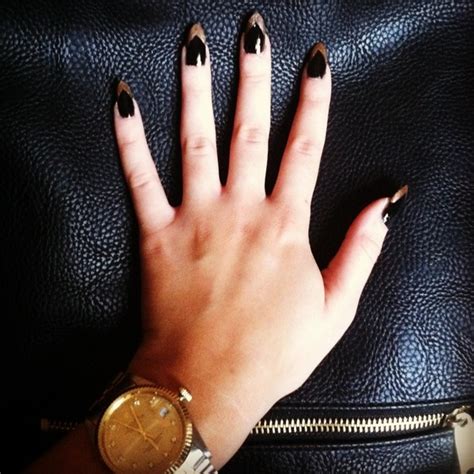 Black and gold stiletto nails | Kylie H.'s Photo | Beautylish