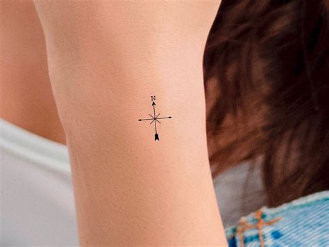 Compass Arrow Temporary Tattoo - Etsy