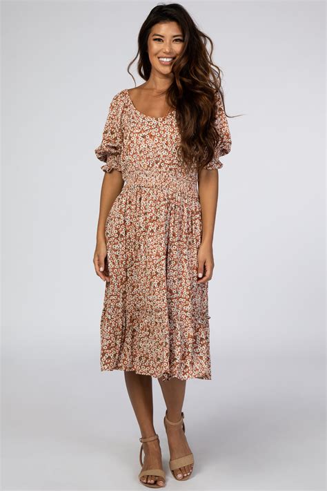 Salmon Floral Dress – PinkBlush