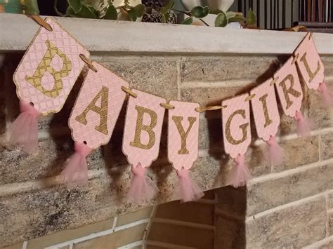 Baby Girl Banner Pink and Gold Banner With Tulle Girl Baby | Etsy