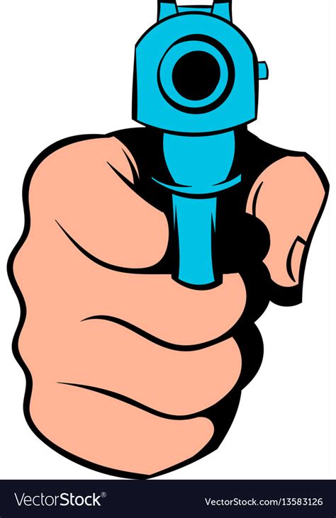 Hand pointing with the gun icon cartoon Royalty Free Vector