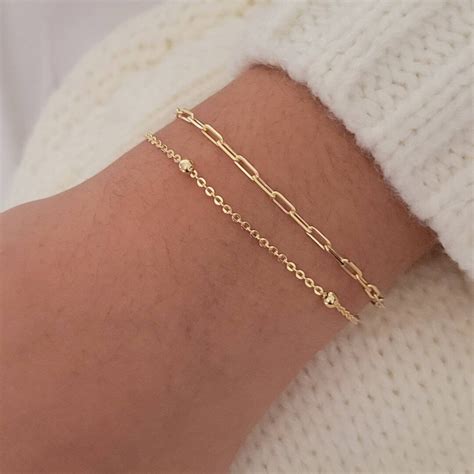 Dainty Bracelets Gift Set,18k Gold Filled Chain Bracelet, Dainty ...