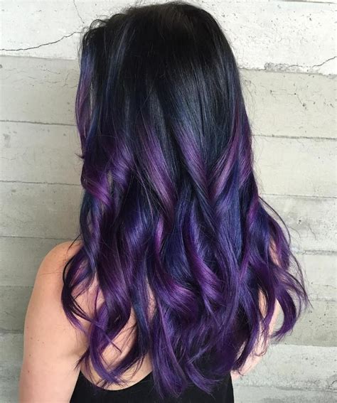 30 Balayage Straight Hair Color Ideas for 2023 | Purple hair highlights, Hair color for black ...