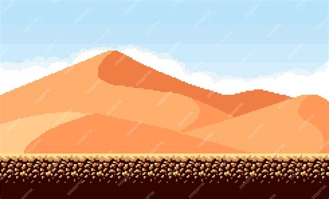 Premium Vector | Pixel art background desert pixel game seamless