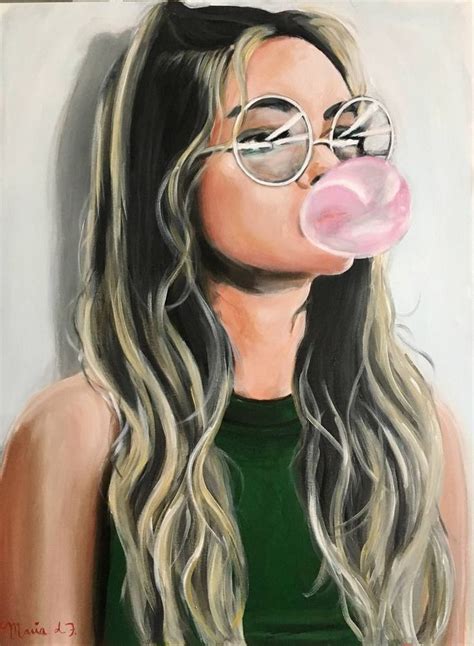 Bubble gum Painting by Maria Folger | Saatchi Art | Girly art, Portrait ...