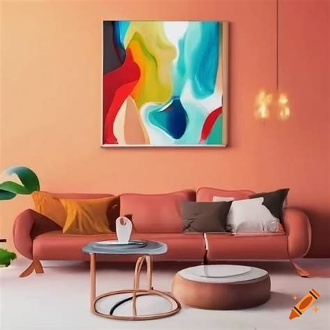 Modern living room with abstract artwork