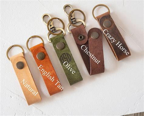 Engraved Leather Keychain Personalized Leather Keychain Belt | Etsy