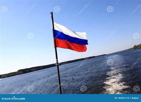 Waving Russian Flag on Ship Stock Image - Image of nation, russian ...