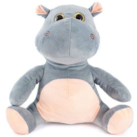 Super Soft Plush Big Glitter Eye Hippo Stuffed Animal Toy, 14 inch Adorable Jungle Animal ...