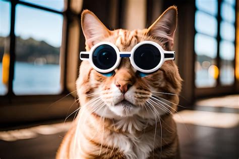 Premium AI Image | Funny cat wearing glasses