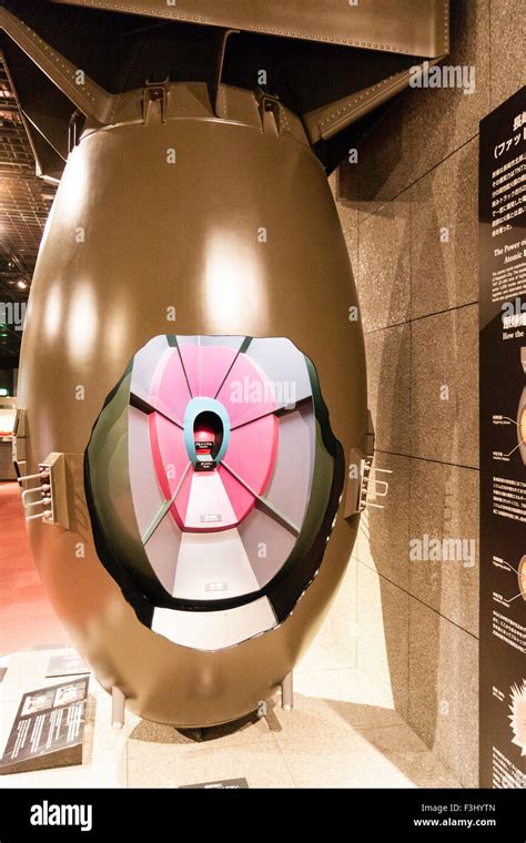 Nagasaki, the Atomic bomb museum. A cut away of the 2nd atomic bomb ...