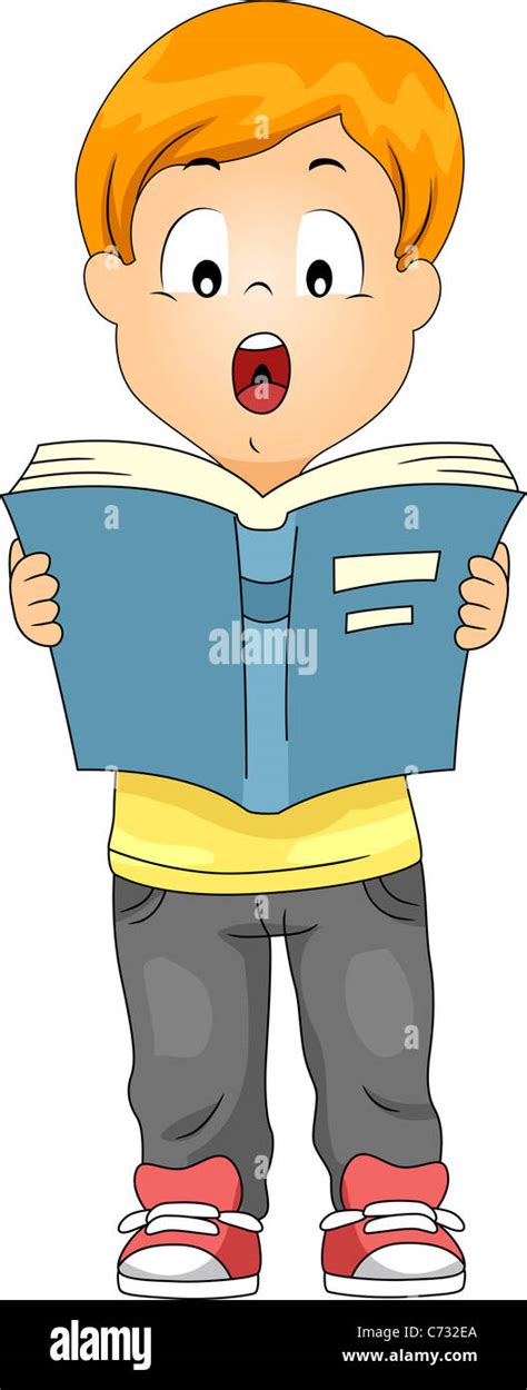 Illustration of a Kid Reading a Book Out Loud Stock Photo - Alamy