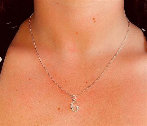 Sterling silver initial G necklace Letter G necklace Initial | Etsy