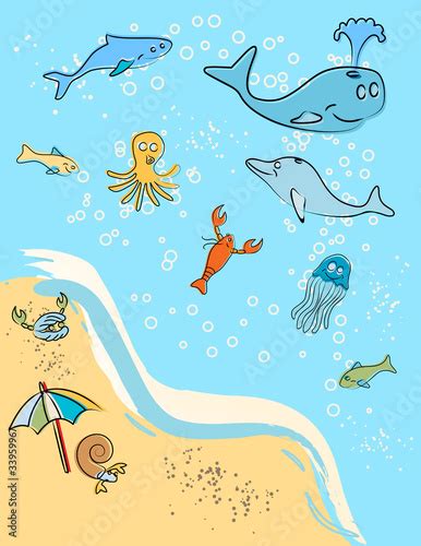 At the Beach...Marine Animals Vector / Clip Art - Buy this stock vector and explore similar ...