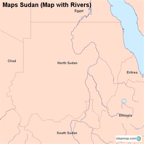 StepMap - Maps Sudan (Map with Rivers) - Landkarte für Sudan