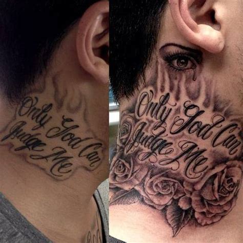 "Only God can judge me" lettering tattoo touch up.