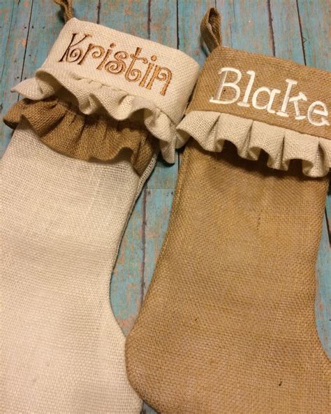 Personalized Burlap Christmas Stockings - Etsy