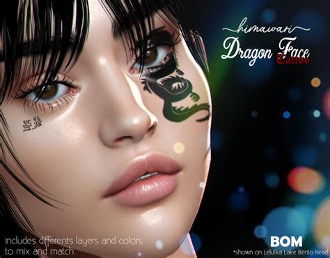 Second Life Marketplace - .himawari. Dragon Face Tattoo (wear)