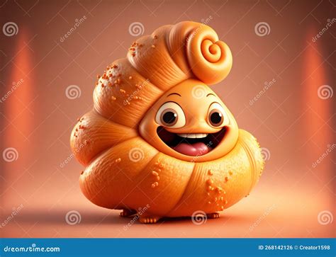 Cute Cartoon Smiling Croissant Character. Stock Illustration ...