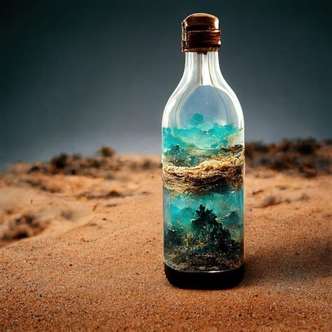 Premium AI Image | bottle on a desert with the ocean inside it