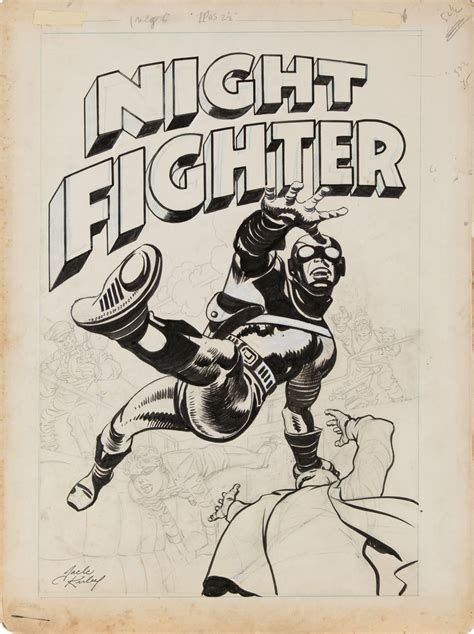 Jack Kirby original cover artwork for the unrealized comic Night Fighter.