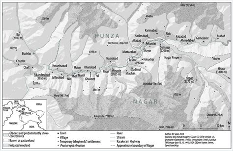 Map of Nagar District and lower Hunza. (Map by M. Spies) | Download ...