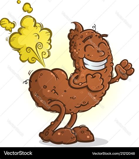 Poop cartoon character blowing a big fart Vector Image