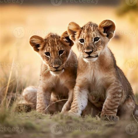 Lion cubs with mother in Masai Mara National Park. AI generative ...