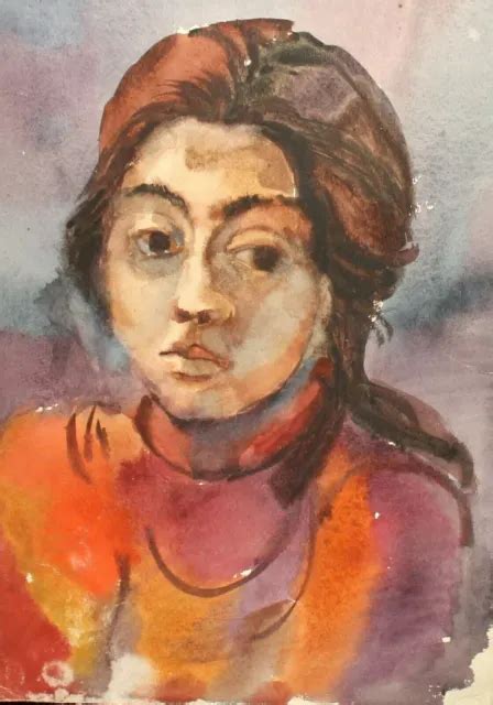 EXPRESSIONIST WATERCOLOR PAINTING portrait of woman $89.60 - PicClick