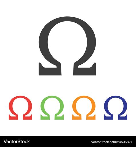 Omega symbol with various style color Royalty Free Vector