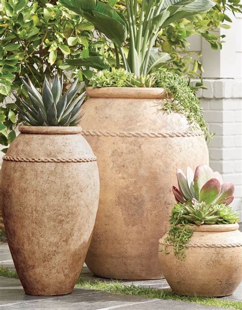 Valencia Jar Planters | Frontgate | Large garden pots, Outdoor vases, Garden pottery