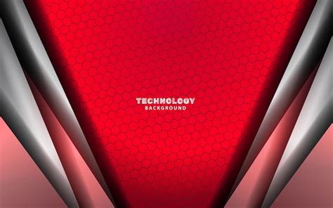 Premium Vector | Abstract technology silver metal and red background